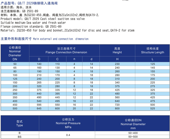 船用法兰铸钢吸入通海阀GB/T2029-80(图2) 船用法兰铸钢吸入通海阀GB/T2029-80